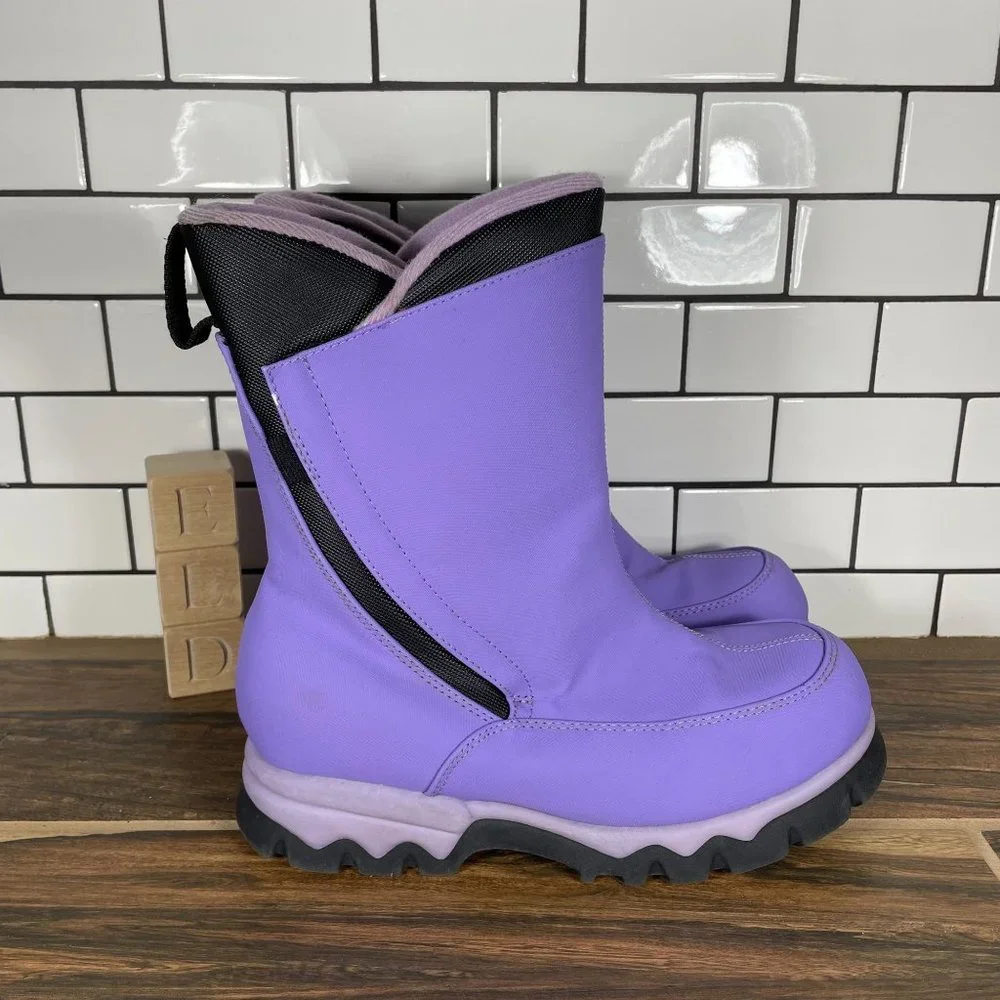Lands' End Girls Purple Warm Insulated Snow Rain Boots 78534 Size 6 M